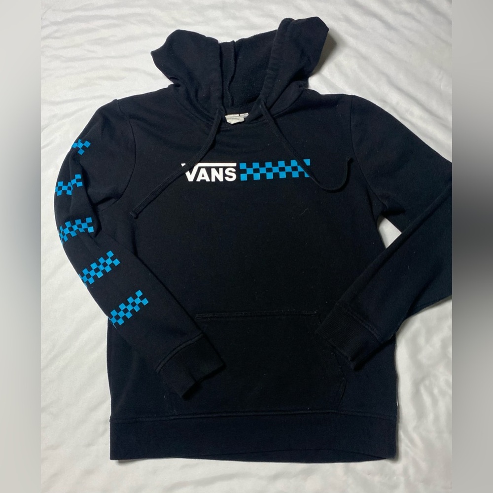 Vans size small black and blue checkered hoodie